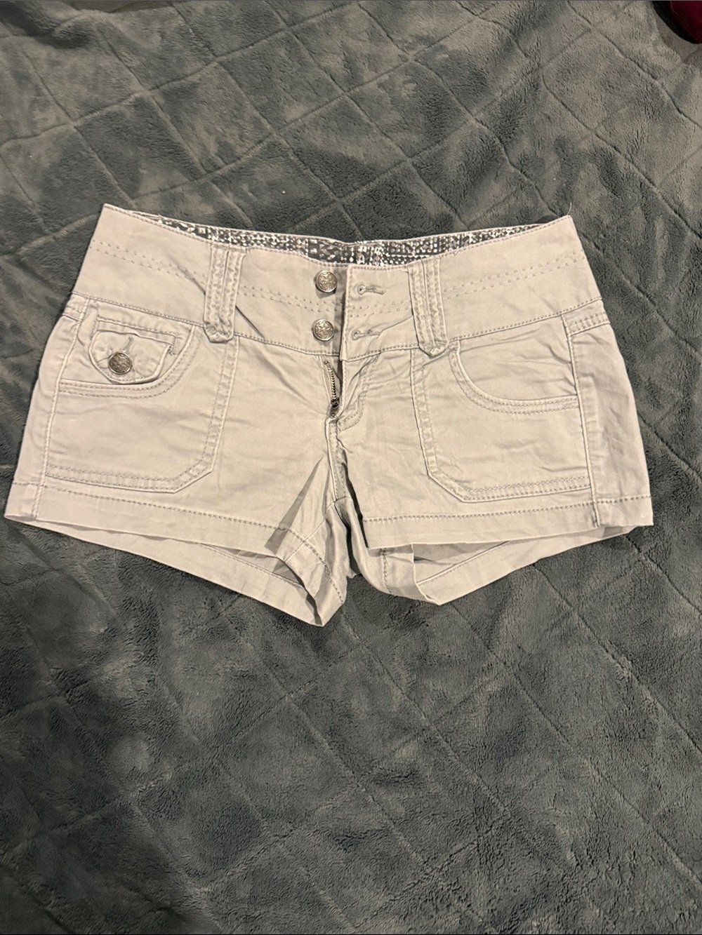 Kismet Grey Low-Rise Jean Shorts